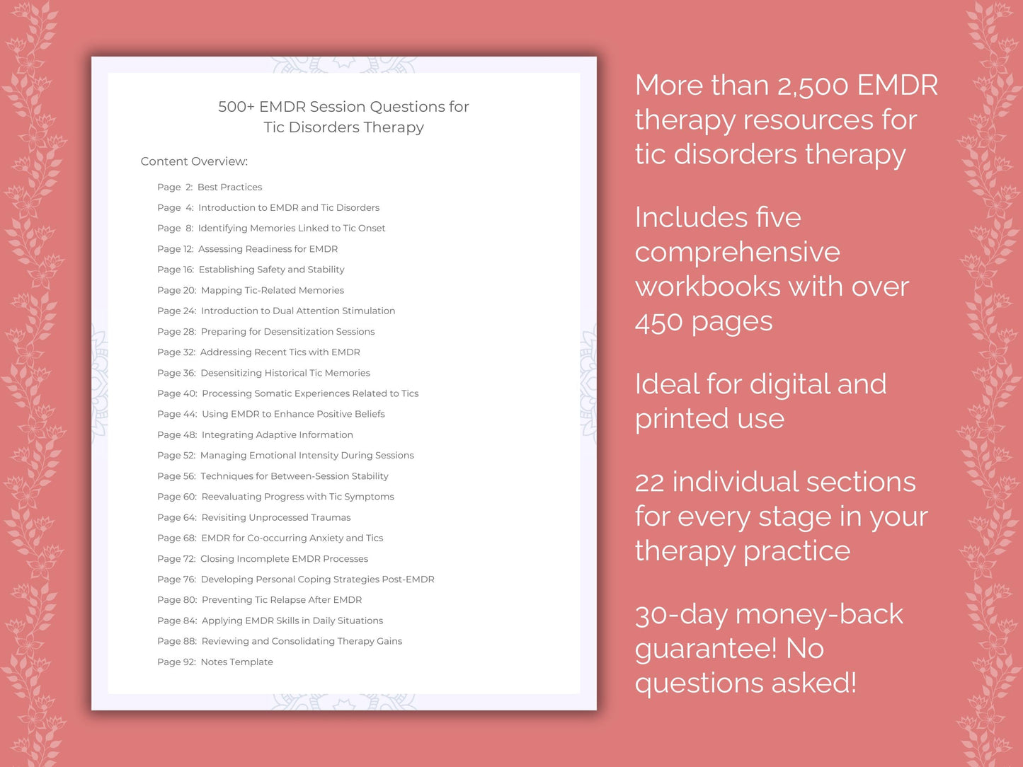 Tic Disorders Eye Movement Desensitization and Reprocessing (EMDR) Therapist Worksheets