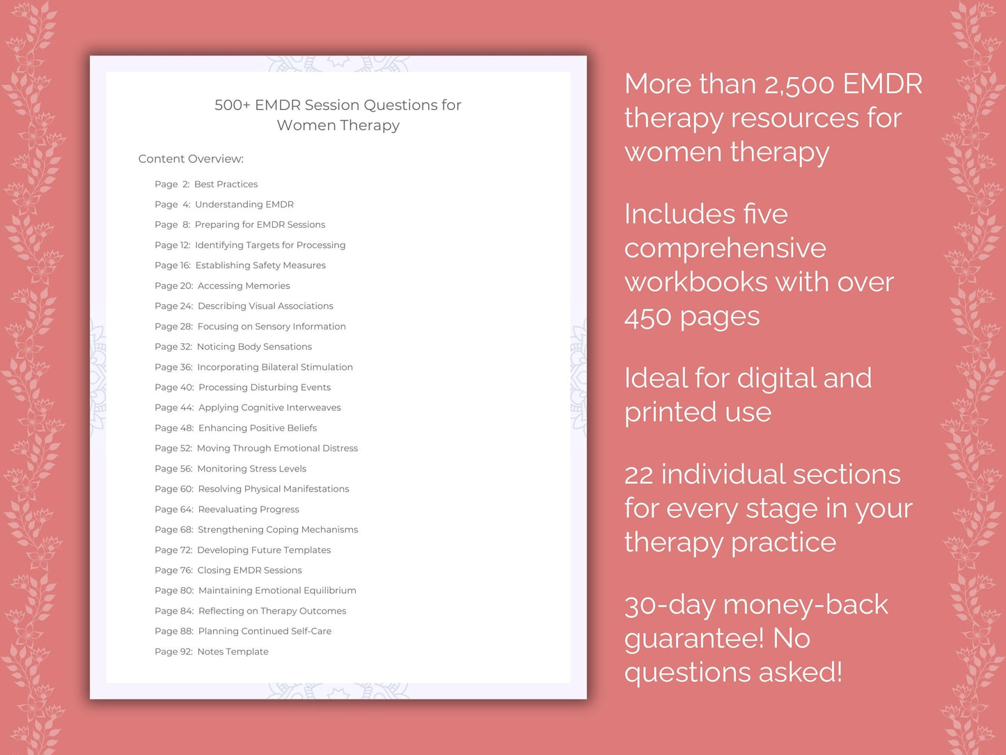 Women Eye Movement Desensitization and Reprocessing (EMDR) Therapist Worksheets