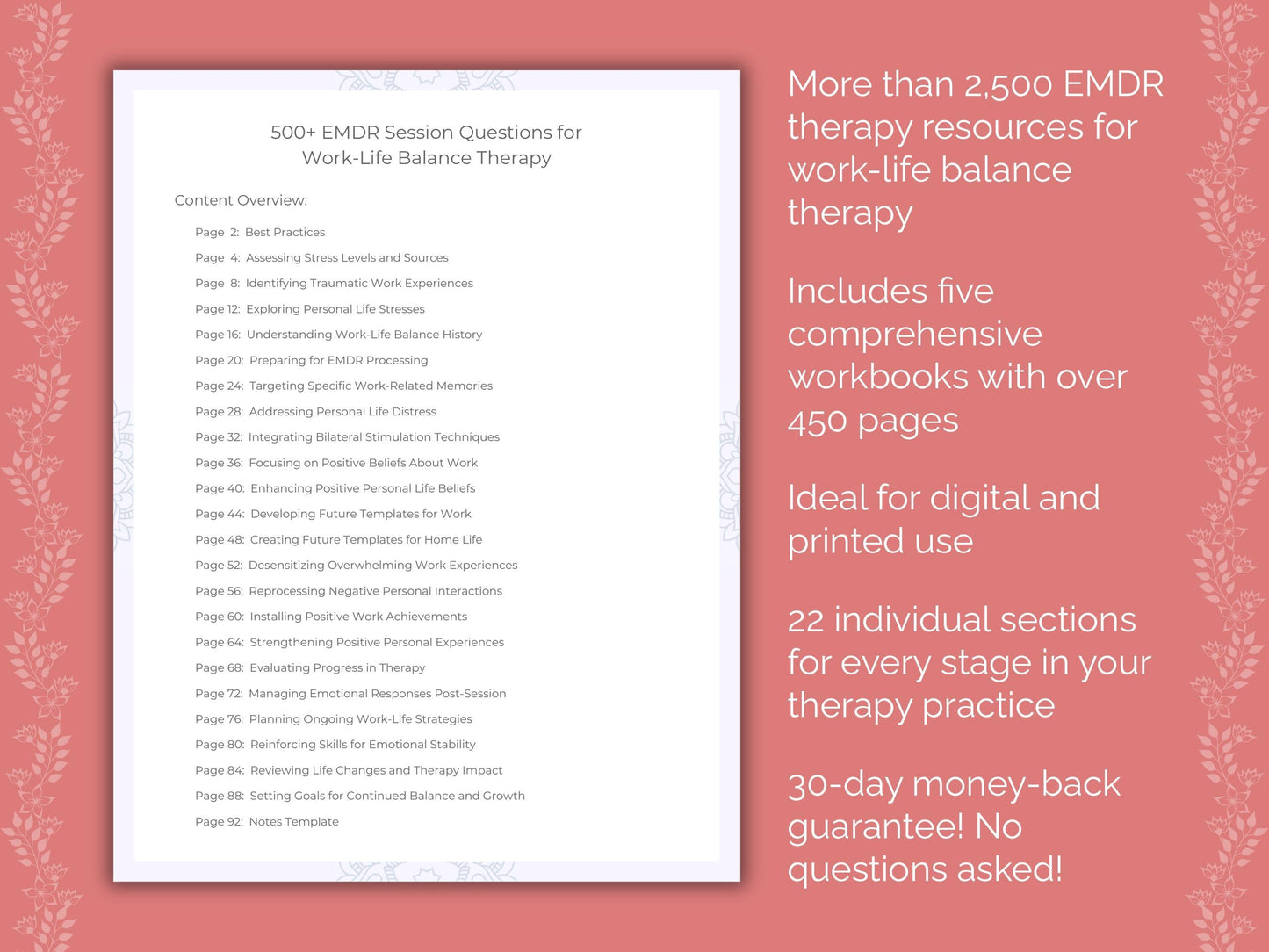 Work-Life Balance Eye Movement Desensitization and Reprocessing (EMDR) Therapist Worksheets