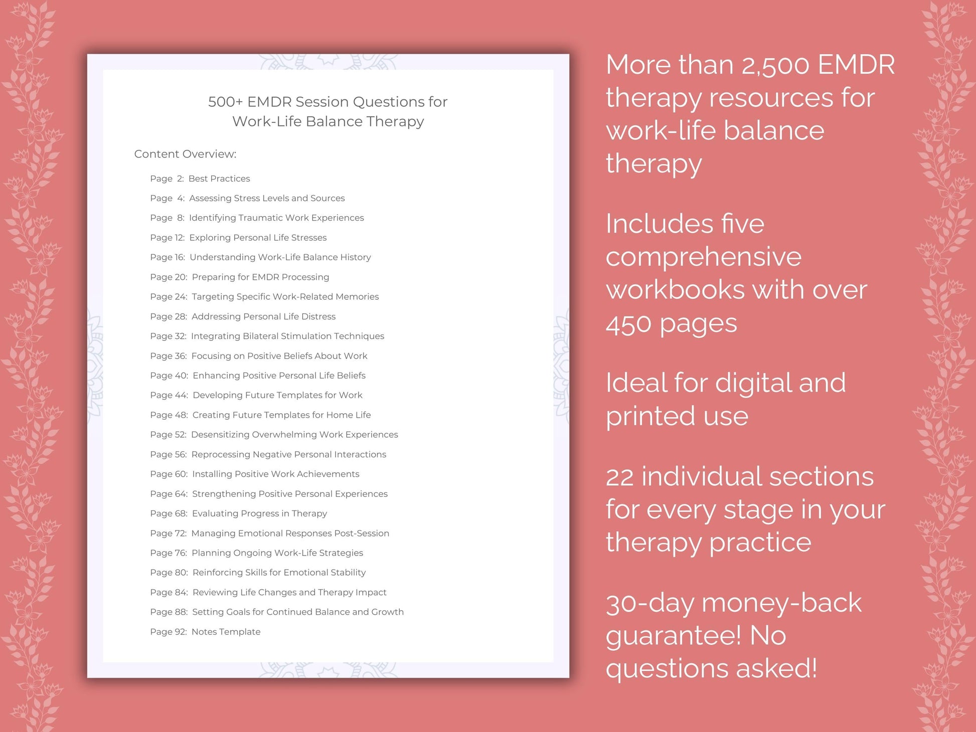 Work-Life Balance Eye Movement Desensitization and Reprocessing (EMDR) Therapist Worksheets