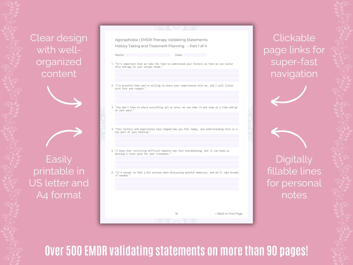 Agoraphobia Eye Movement Desensitization and Reprocessing (EMDR) Counseling Templates