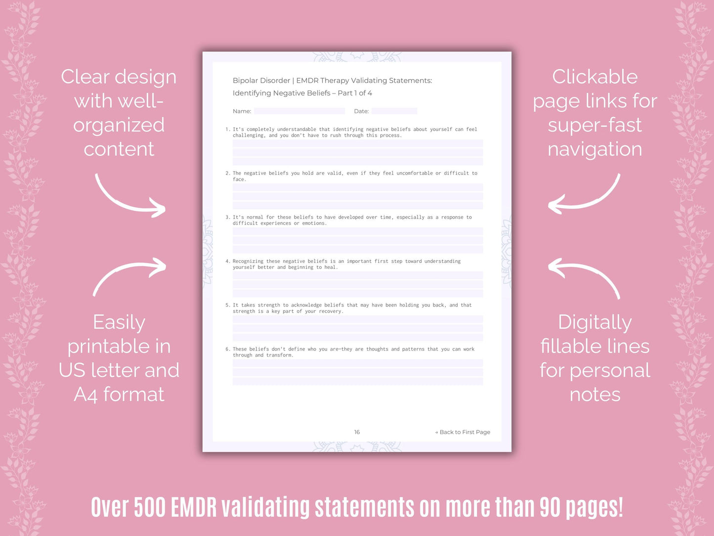 Bipolar Disorder Eye Movement Desensitization and Reprocessing (EMDR) Counseling Templates