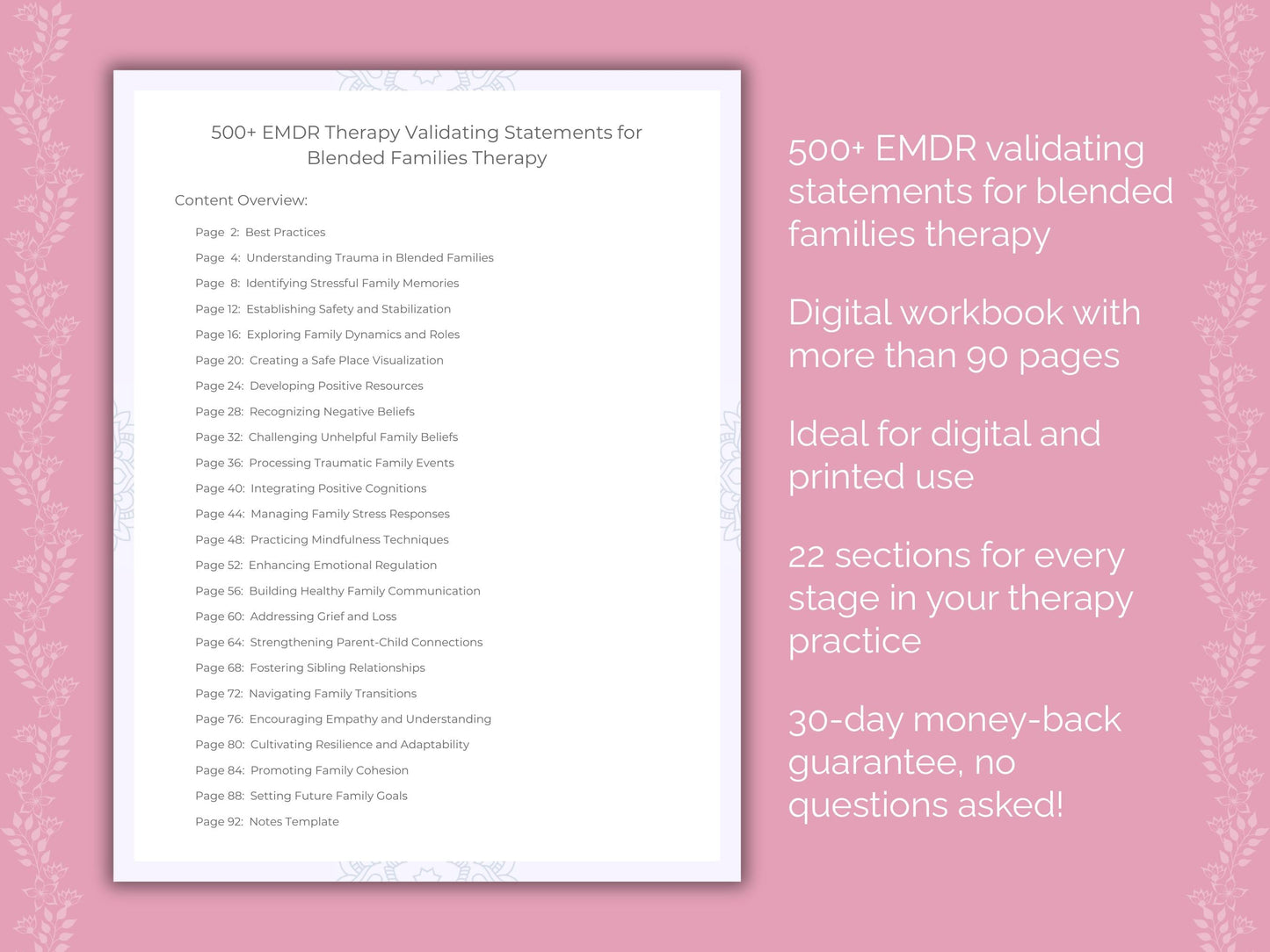 Blended Families Eye Movement Desensitization and Reprocessing (EMDR) Therapist Worksheets