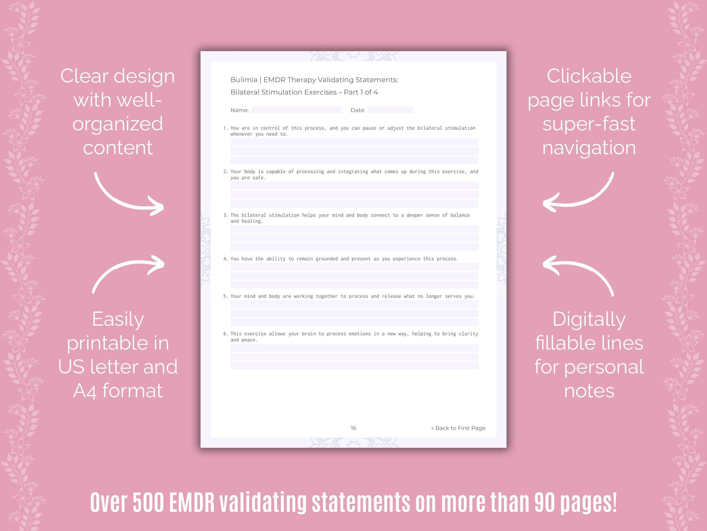 Bulimia Eye Movement Desensitization and Reprocessing (EMDR) Counseling Templates