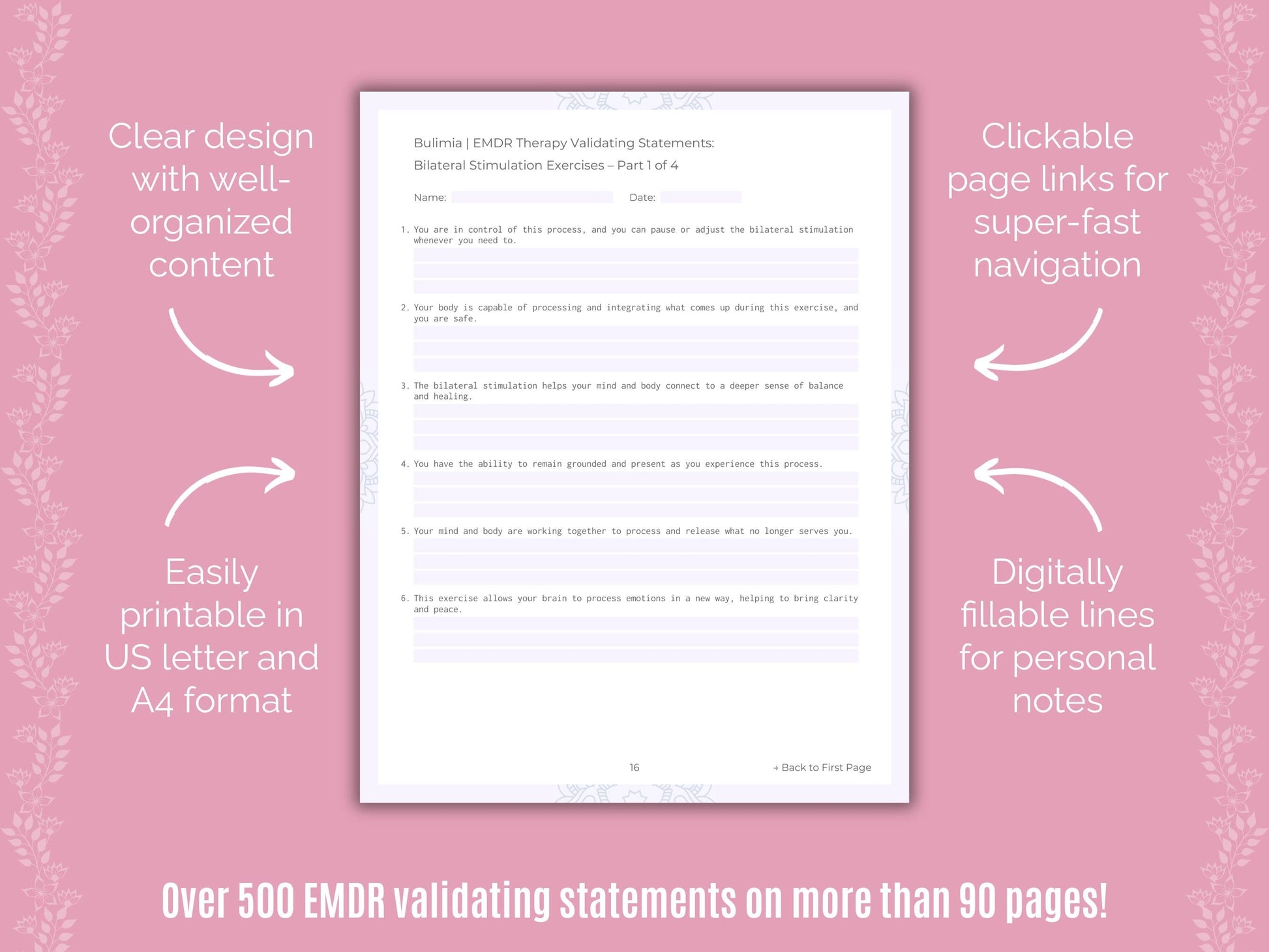 Bulimia Eye Movement Desensitization and Reprocessing (EMDR) Counseling Templates