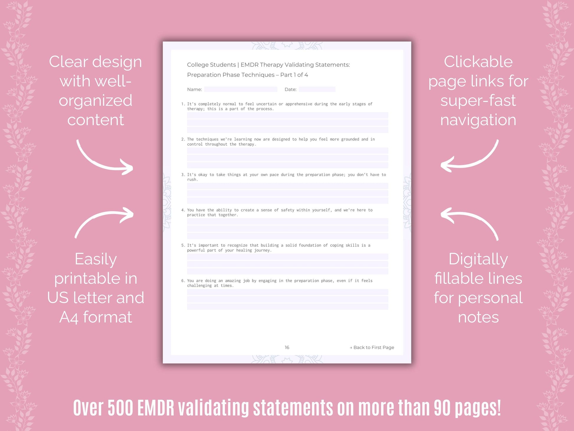 College Students Eye Movement Desensitization and Reprocessing (EMDR) Counseling Templates
