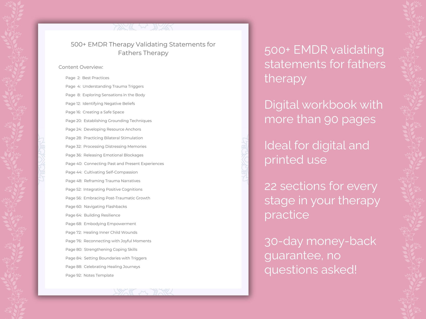 Fathers Eye Movement Desensitization and Reprocessing (EMDR) Therapist Worksheets