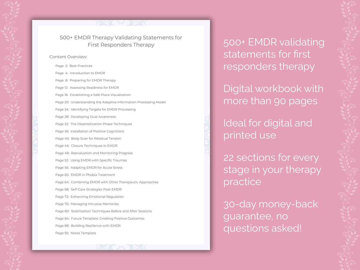 First Responders Eye Movement Desensitization and Reprocessing (EMDR) Therapist Worksheets