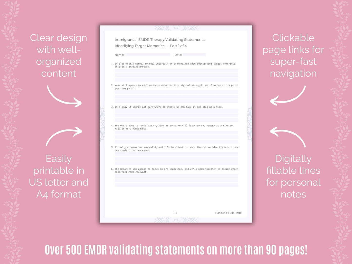 Immigrants Eye Movement Desensitization and Reprocessing (EMDR) Counseling Templates