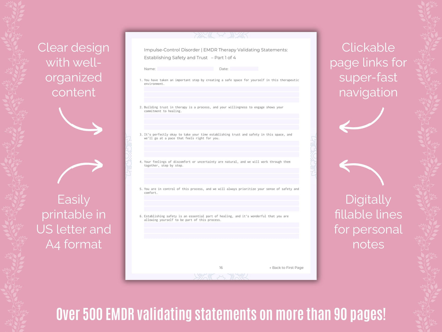 Impulse-Control Disorder (ICD) Eye Movement Desensitization and Reprocessing (EMDR) Counseling Templates