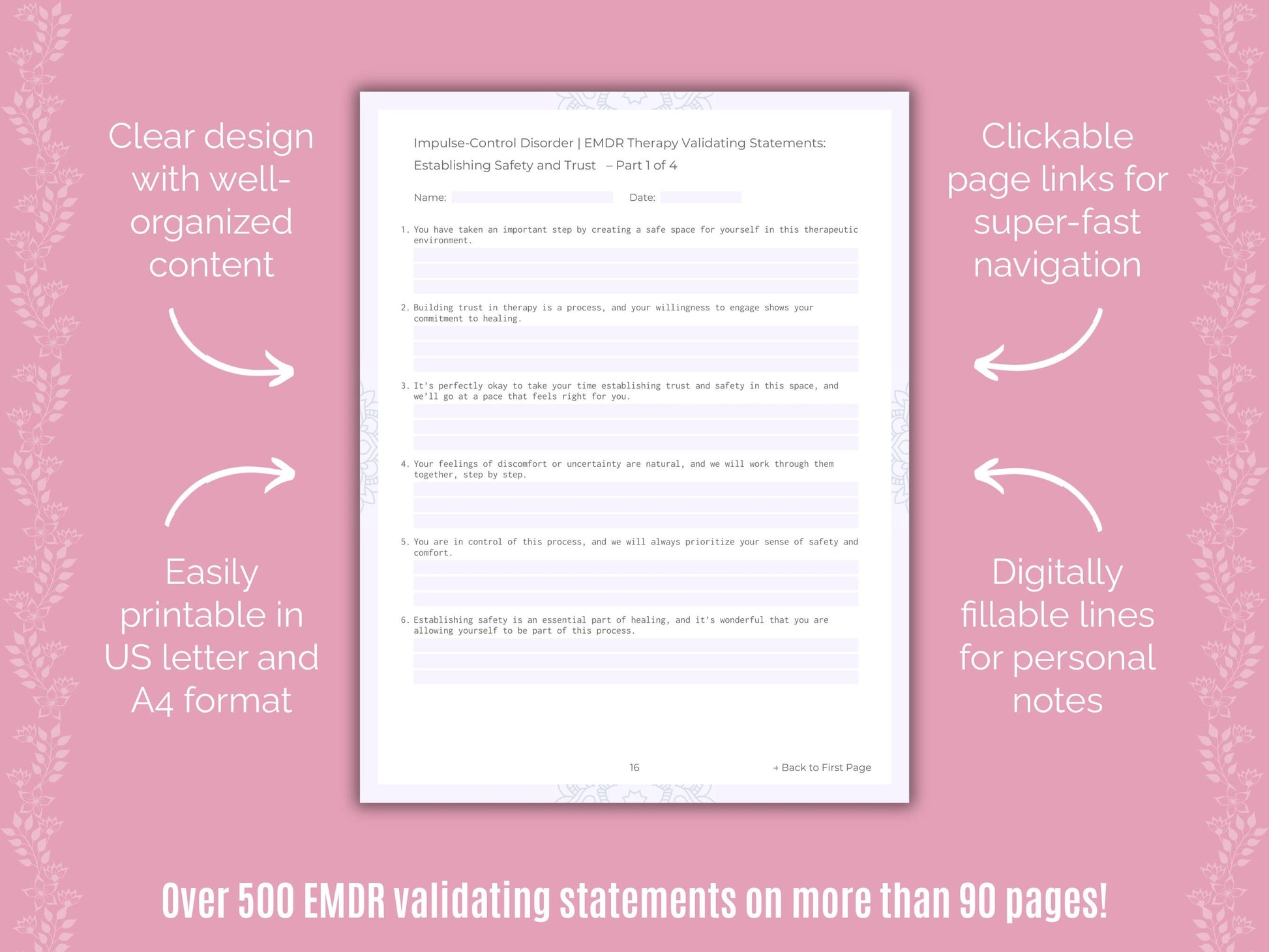 Impulse-Control Disorder (ICD) Eye Movement Desensitization and Reprocessing (EMDR) Counseling Templates