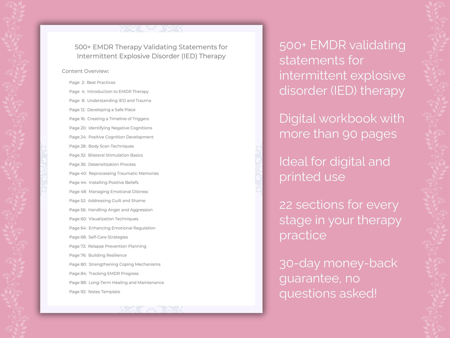 Intermittent Explosive Disorder (IED) Eye Movement Desensitization and Reprocessing (EMDR) Therapist Worksheets