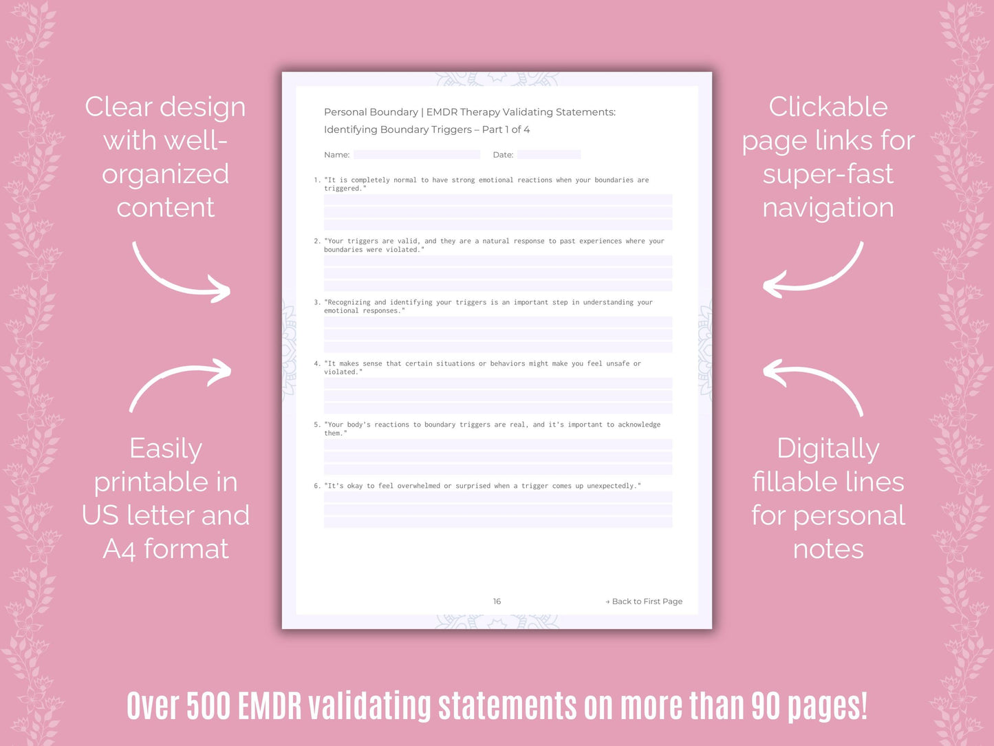 Personal Boundary Eye Movement Desensitization and Reprocessing (EMDR) Counseling Templates