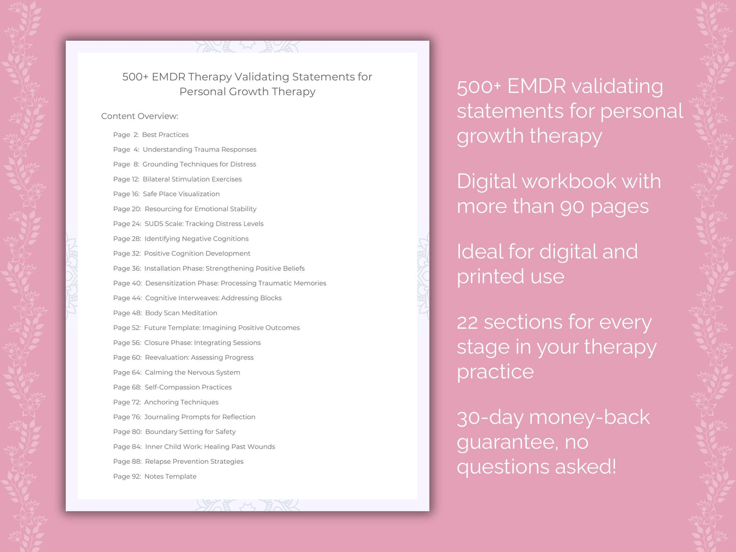 Personal Growth Eye Movement Desensitization and Reprocessing (EMDR) Therapist Worksheets