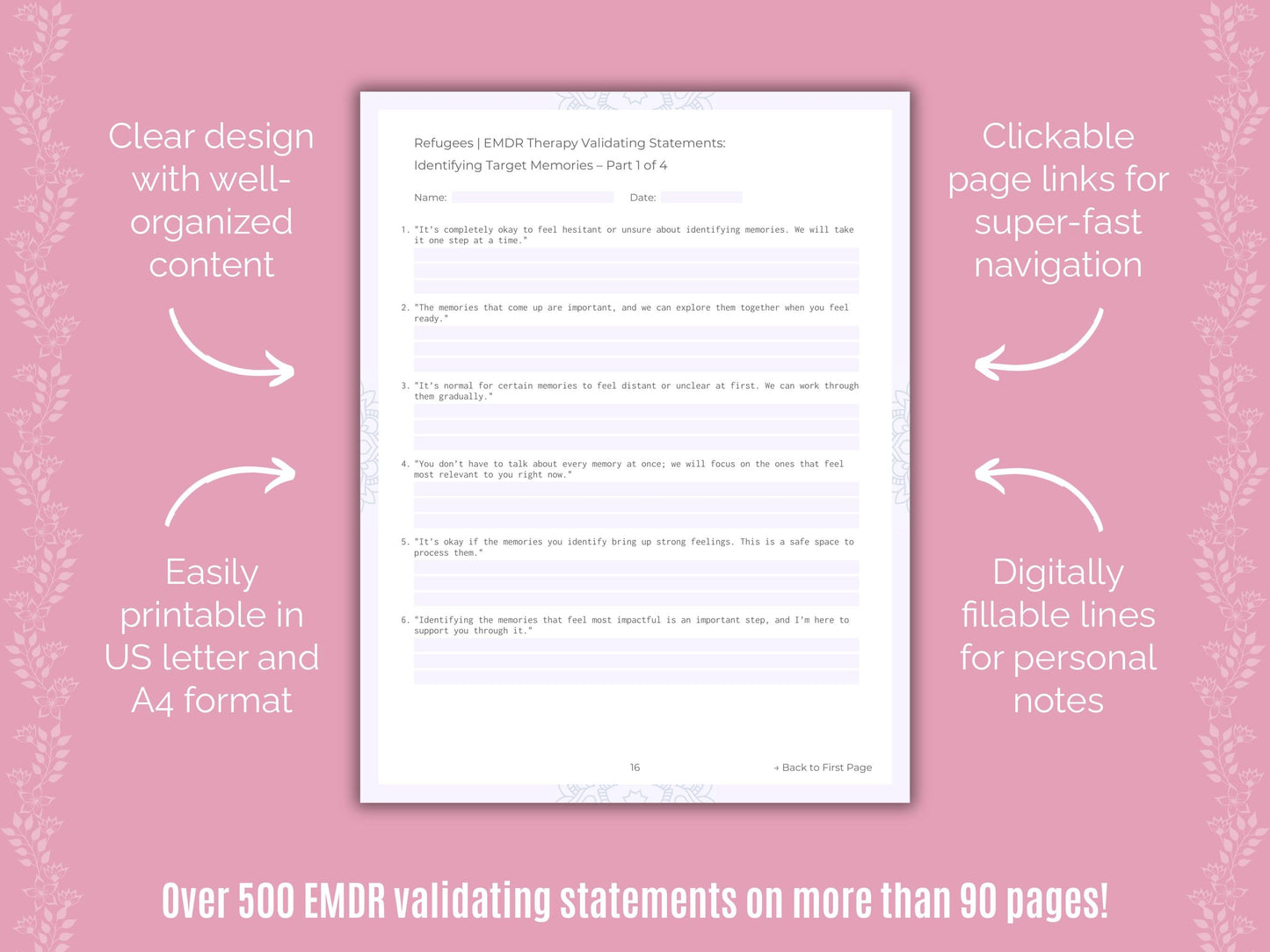 Refugees Eye Movement Desensitization and Reprocessing (EMDR) Counseling Templates