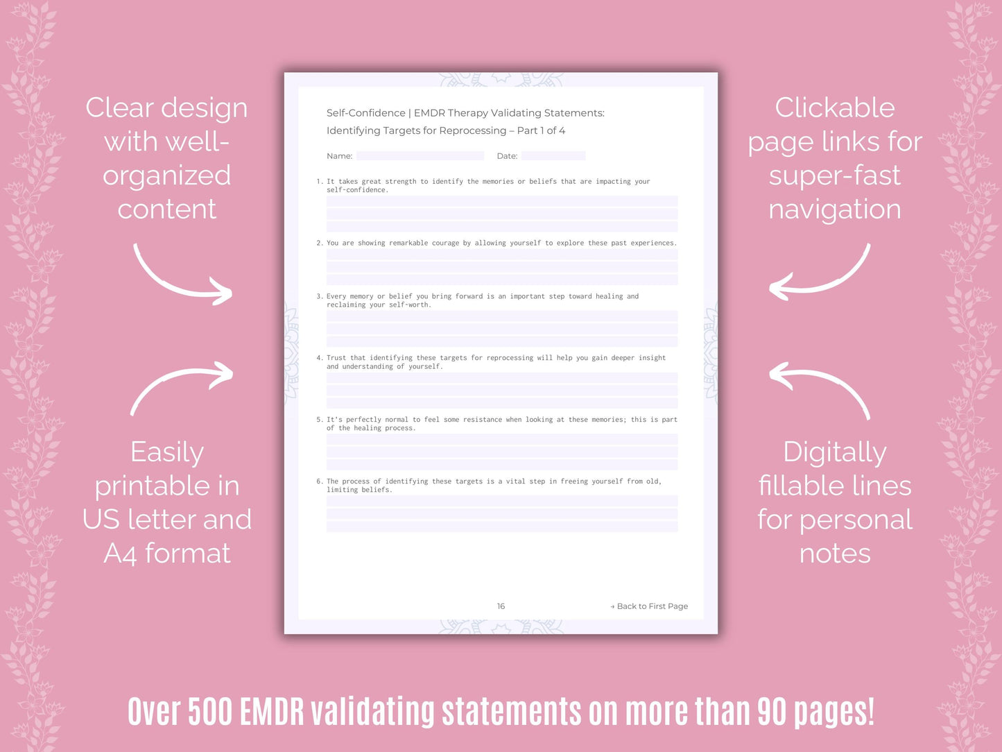 Self-Confidence Eye Movement Desensitization and Reprocessing (EMDR) Counseling Templates