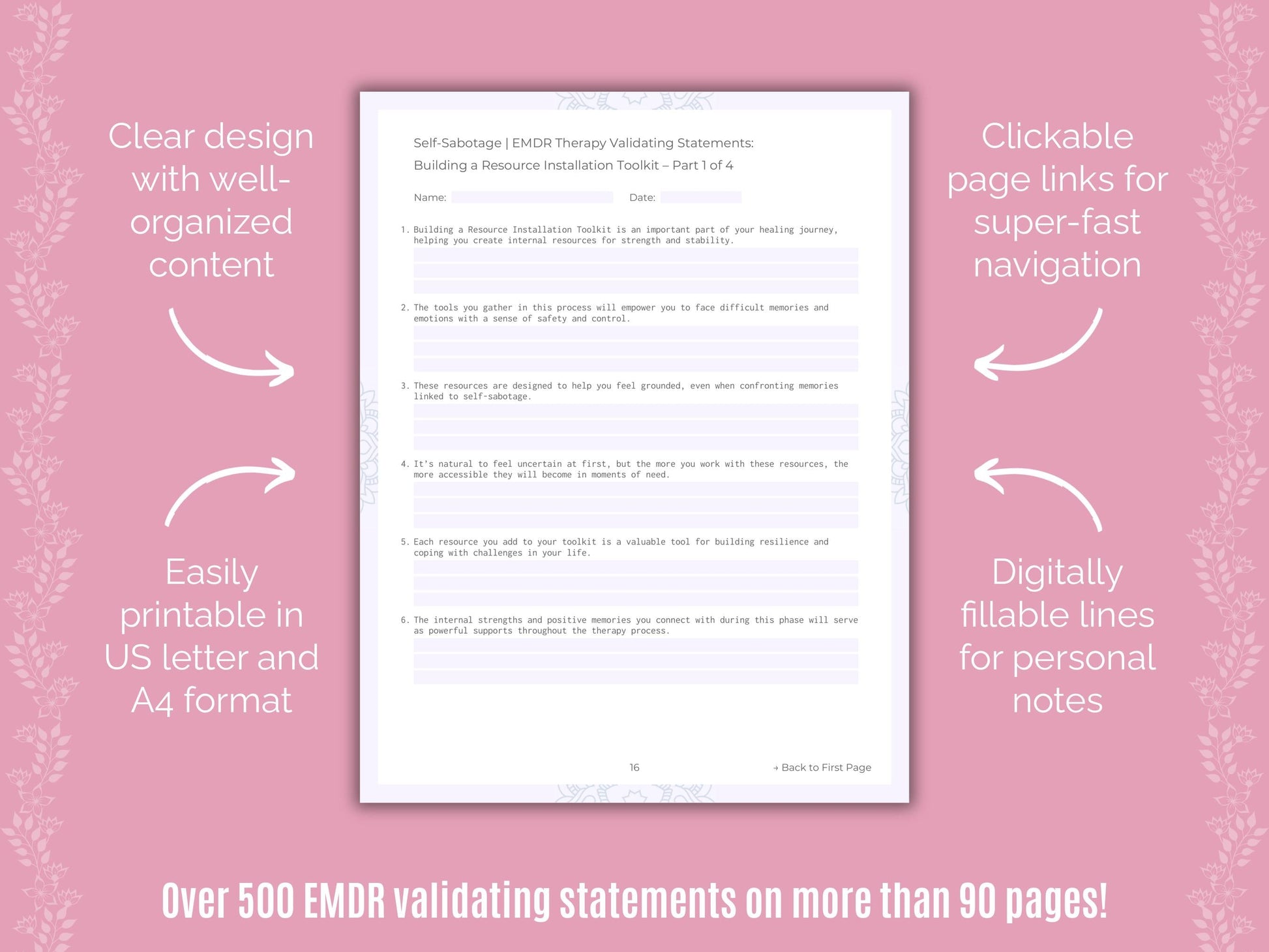 Self-Sabotage Eye Movement Desensitization and Reprocessing (EMDR) Counseling Templates
