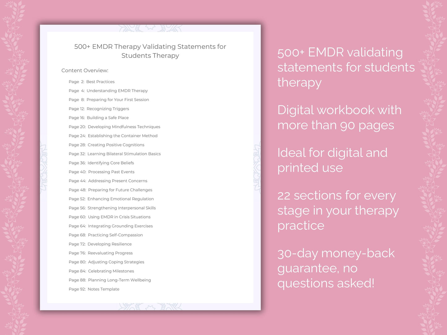 Students Eye Movement Desensitization and Reprocessing (EMDR) Therapist Worksheets