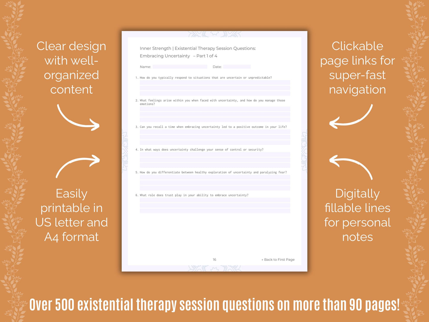 Inner Strength Existential Therapy Counseling Templates