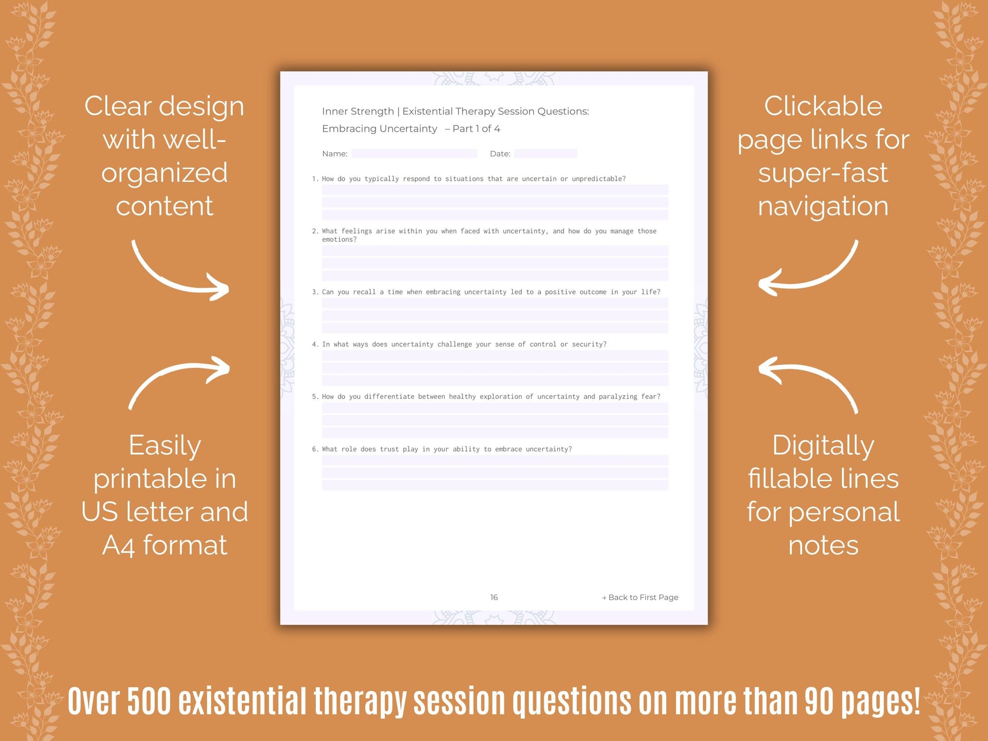 Inner Strength Existential Therapy Counseling Templates