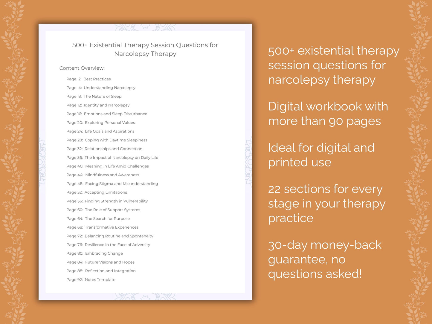 Narcolepsy Existential Therapy Therapist Worksheets