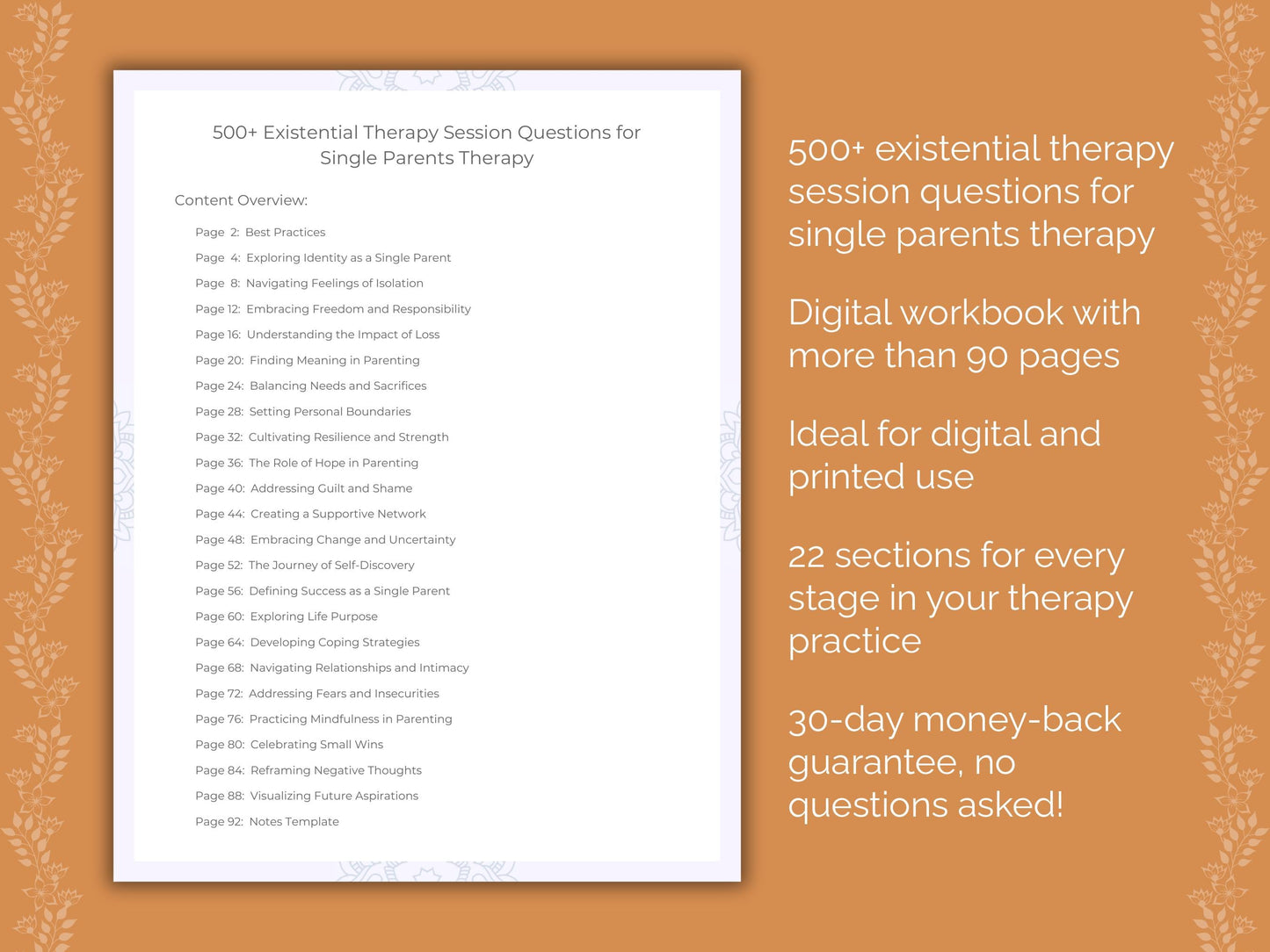 Single Parents Existential Therapy Therapist Worksheets