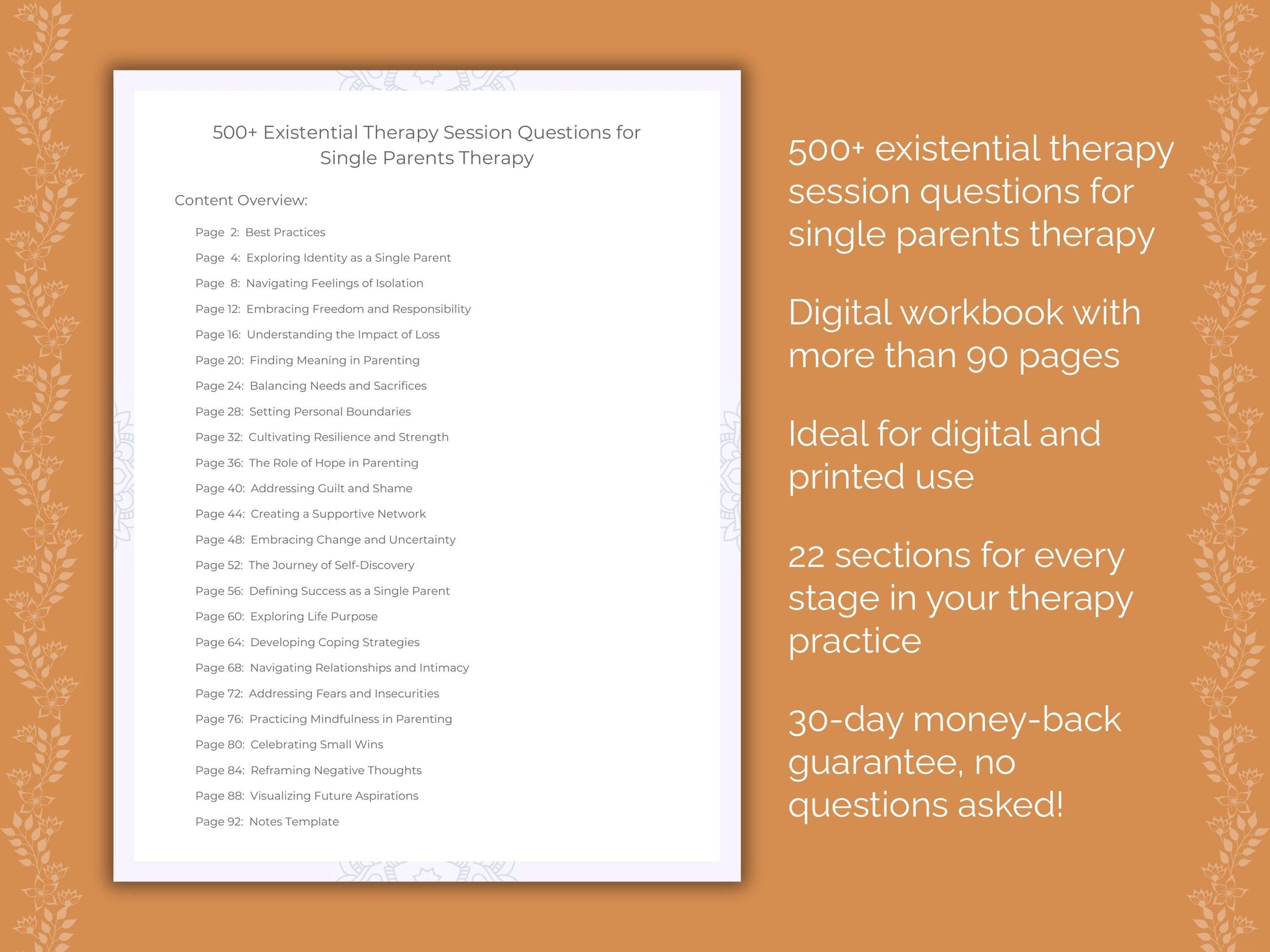 Single Parents Existential Therapy Therapist Worksheets