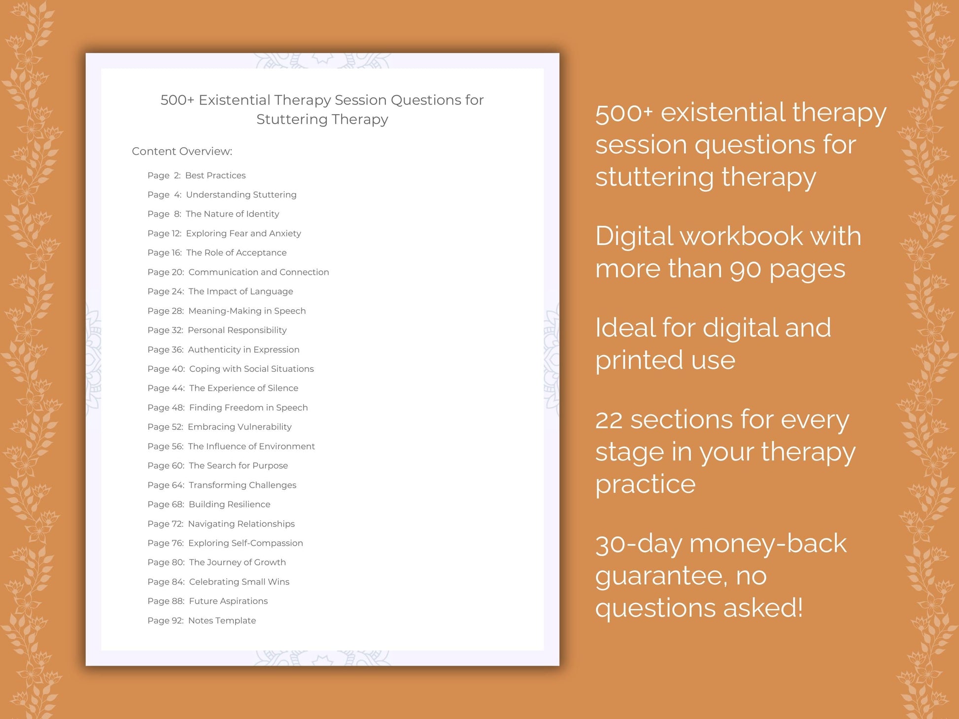 Stuttering Existential Therapy Therapist Worksheets