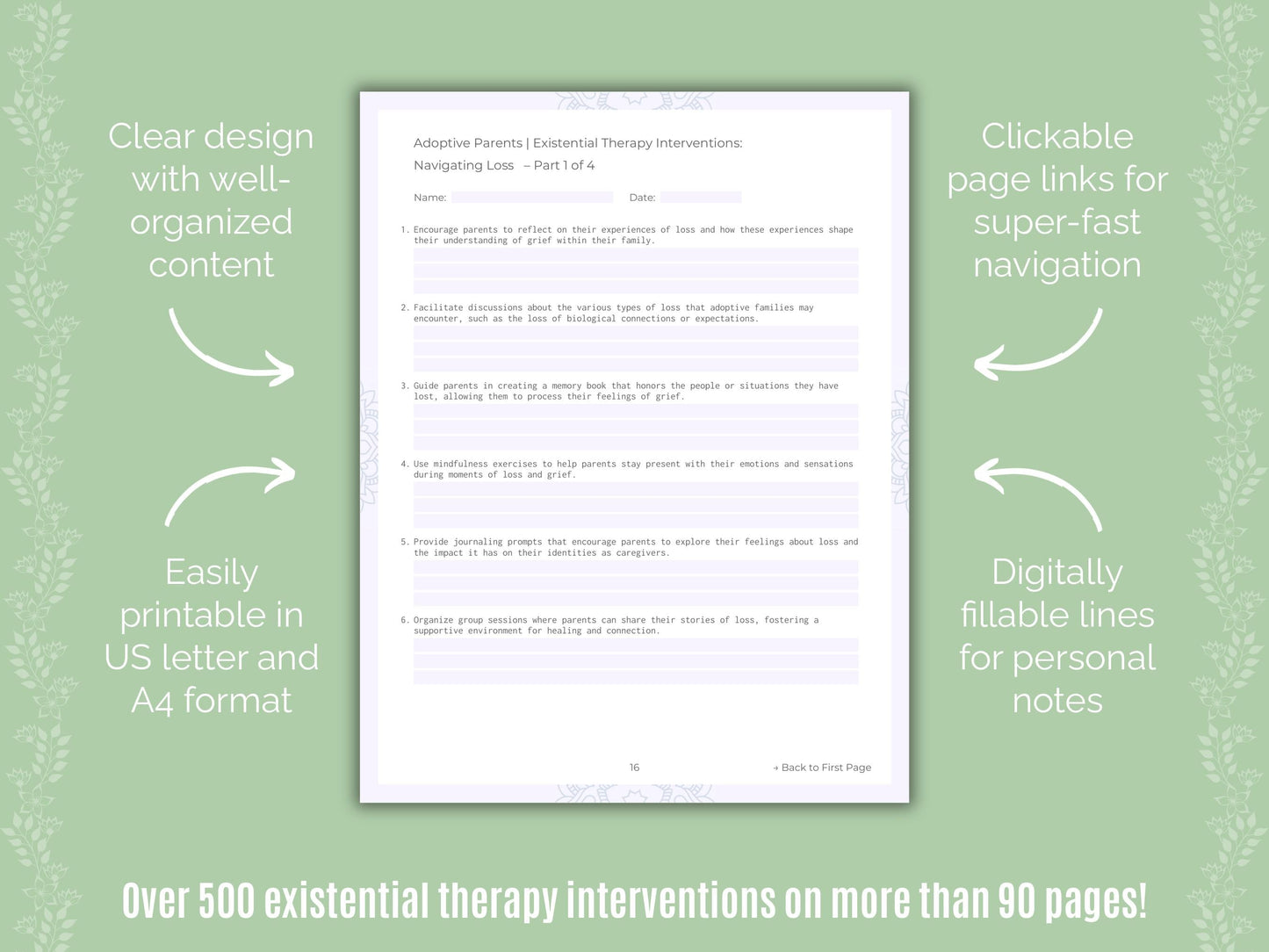 Adoptive Parents Existential Therapy Counseling Templates