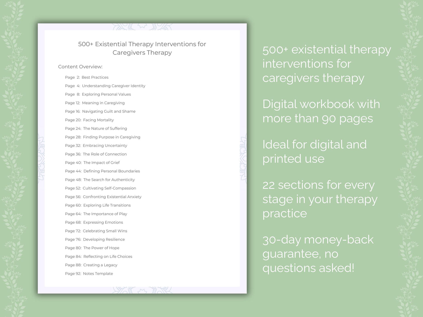 Caregivers Existential Therapy Therapist Worksheets