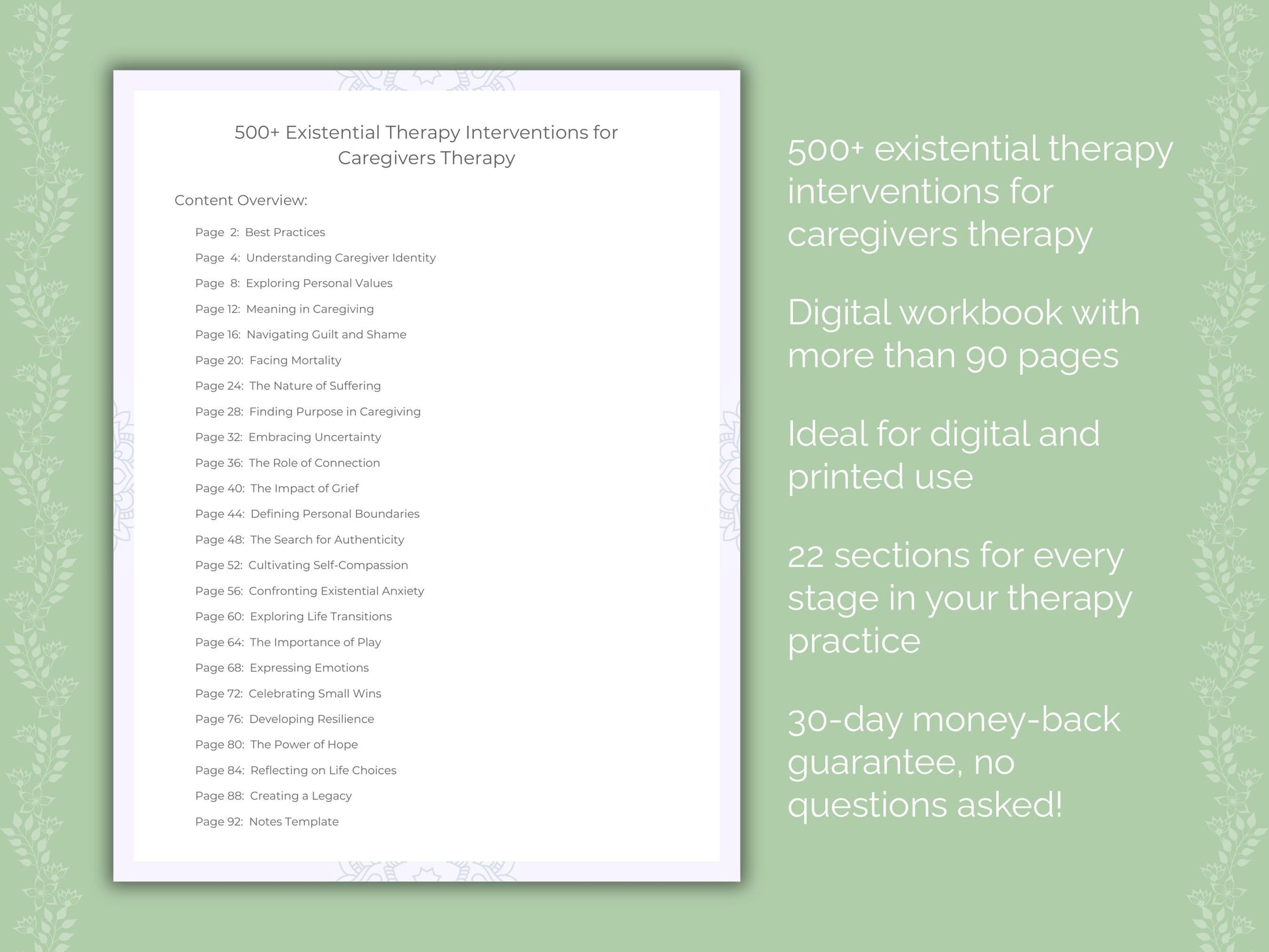 Caregivers Existential Therapy Therapist Worksheets