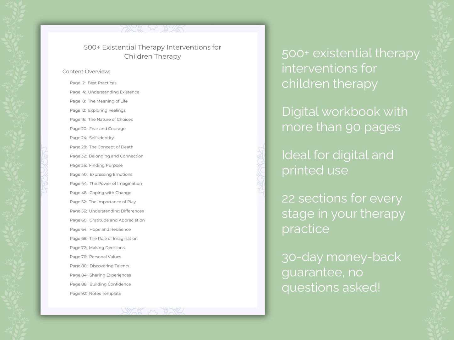 Children Existential Therapy Therapist Worksheets