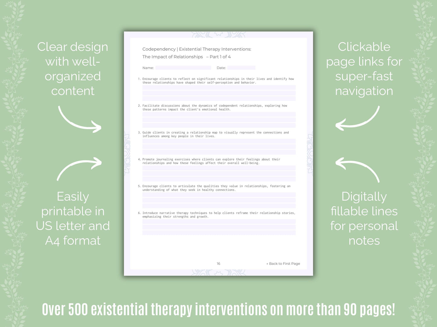 Codependency Existential Therapy Counseling Templates