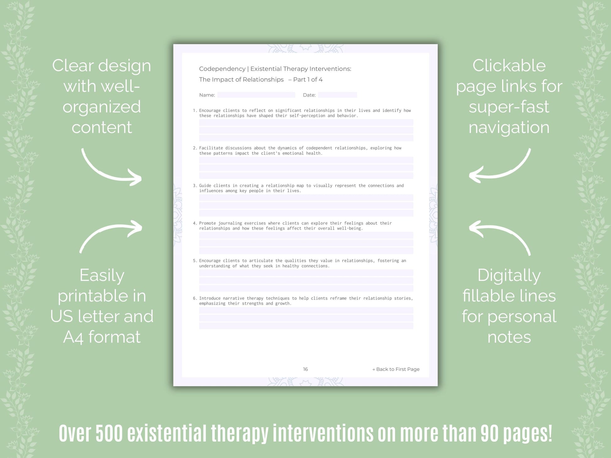 Codependency Existential Therapy Counseling Templates