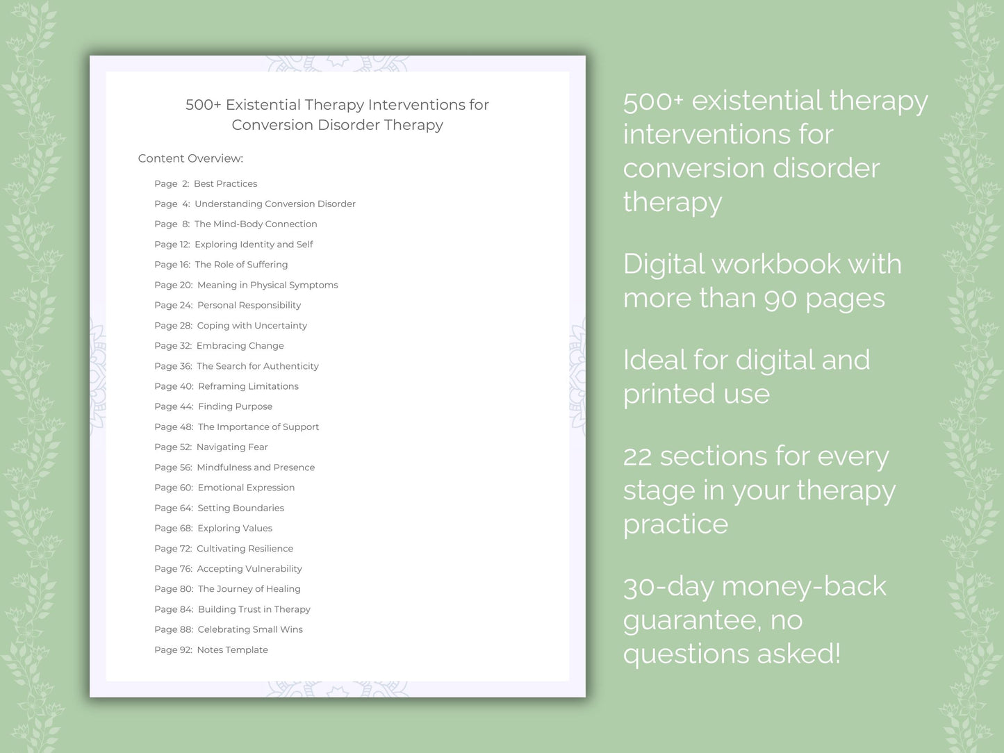 Conversion Disorder Existential Therapy Therapist Worksheets