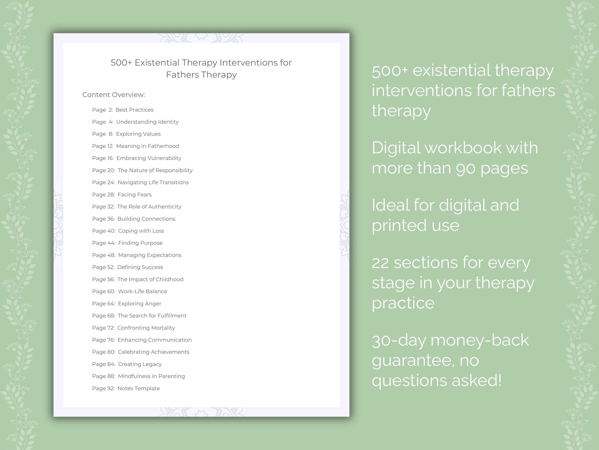 Fathers Existential Therapy Therapist Worksheets