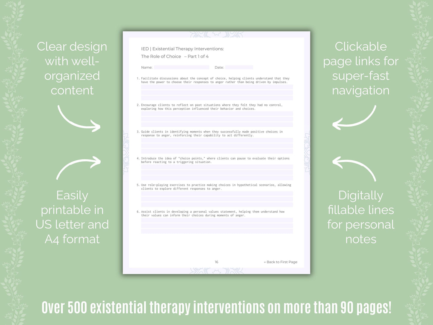 Intermittent Explosive Disorder (IED) Existential Therapy Counseling Templates