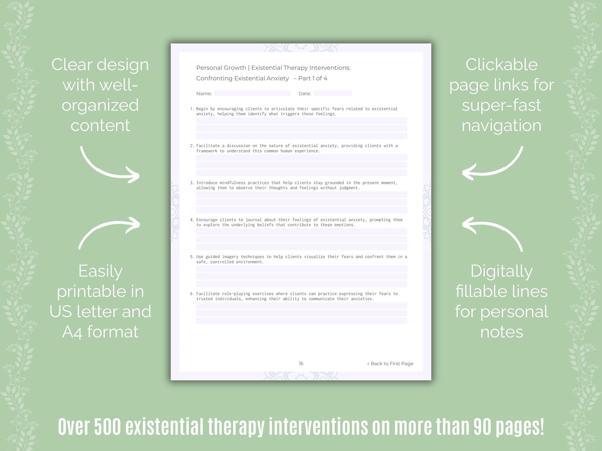 Personal Growth Existential Therapy Counseling Templates