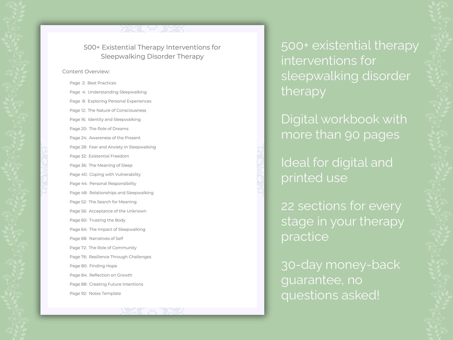 Sleepwalking Disorder Existential Therapy Therapist Worksheets