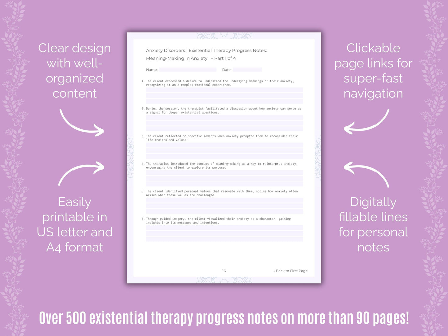 Anxiety Disorders Existential Therapy Counseling Templates