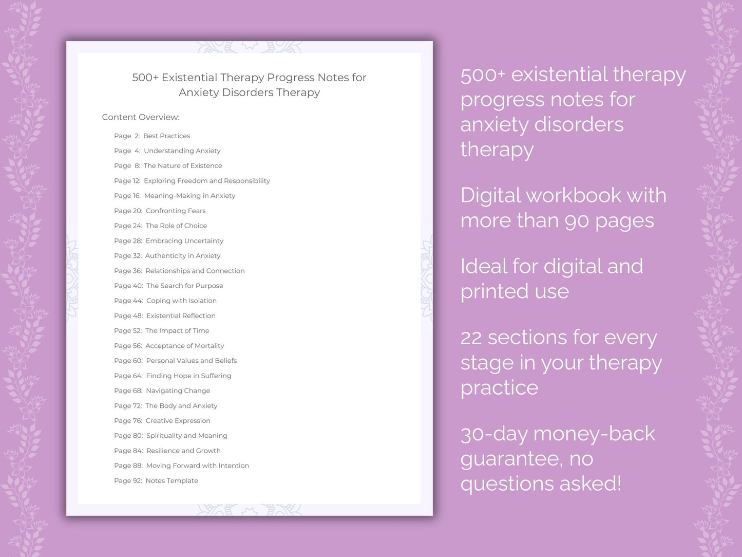 Anxiety Disorders Existential Therapy Therapist Worksheets