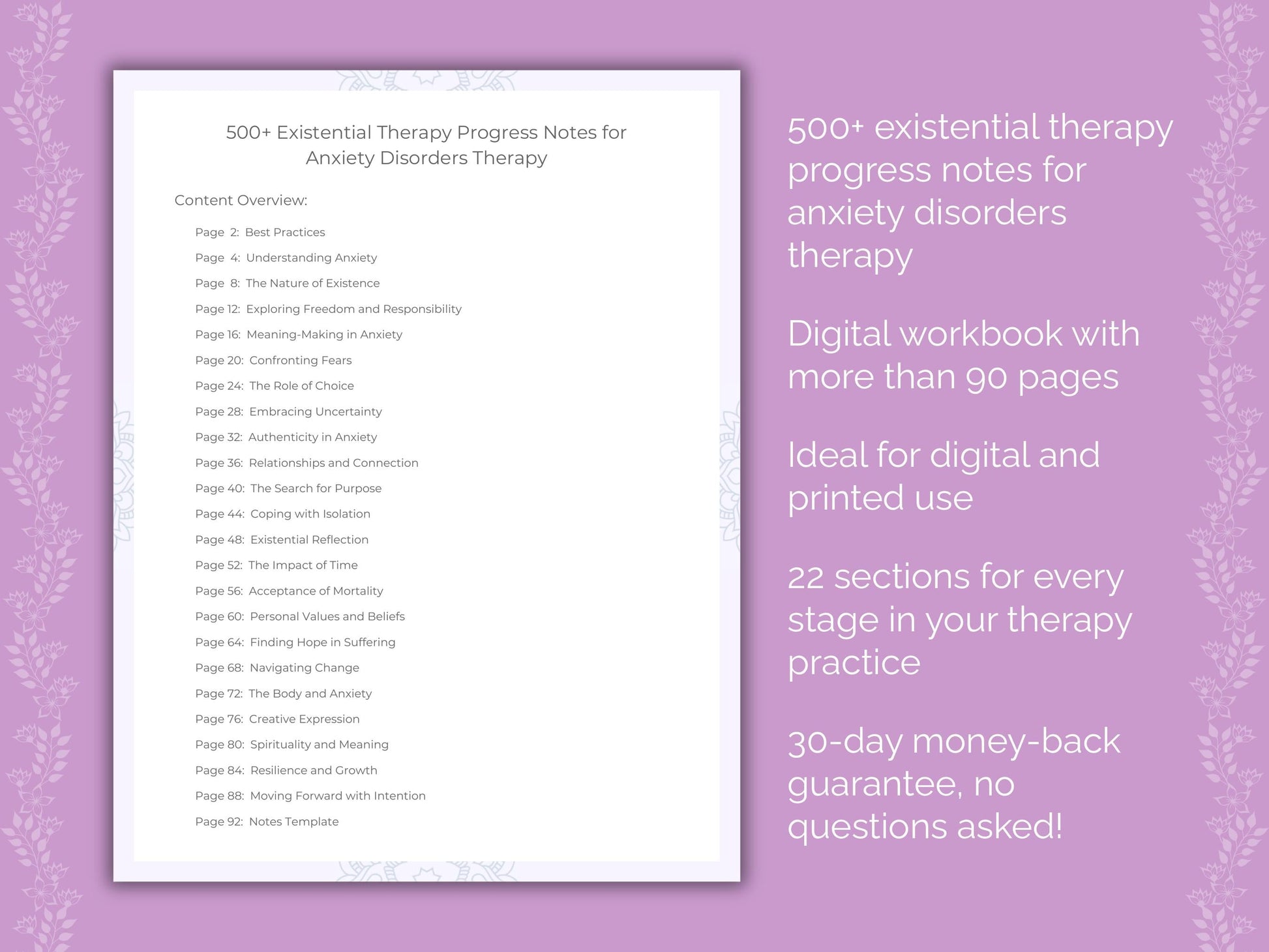 Anxiety Disorders Existential Therapy Therapist Worksheets