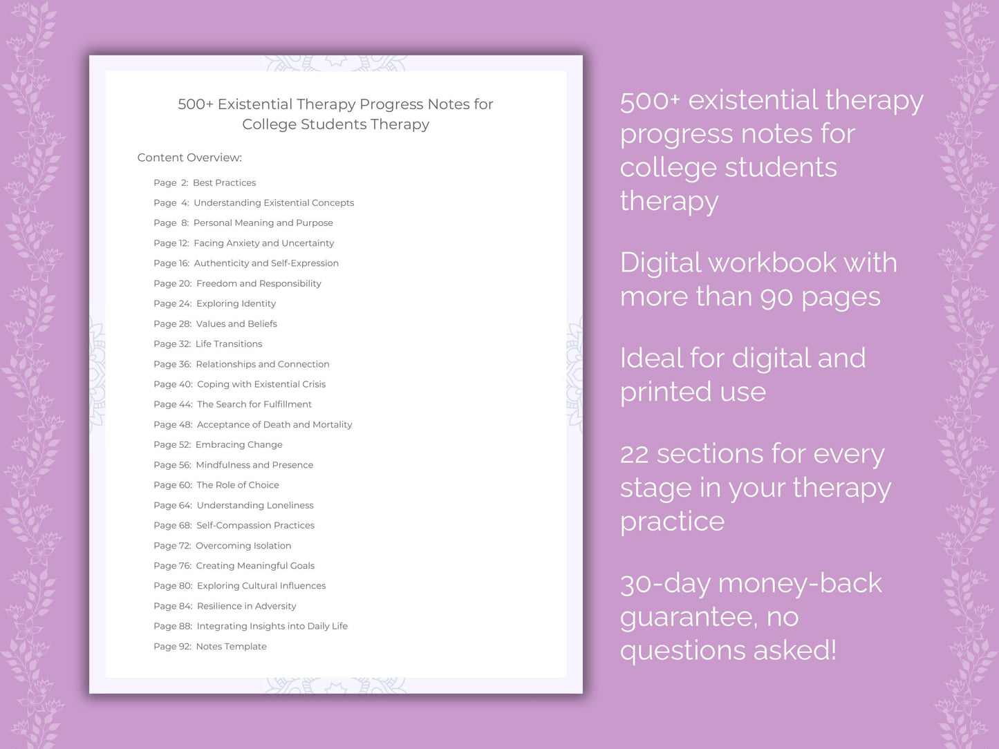 College Students Existential Therapy Therapist Worksheets