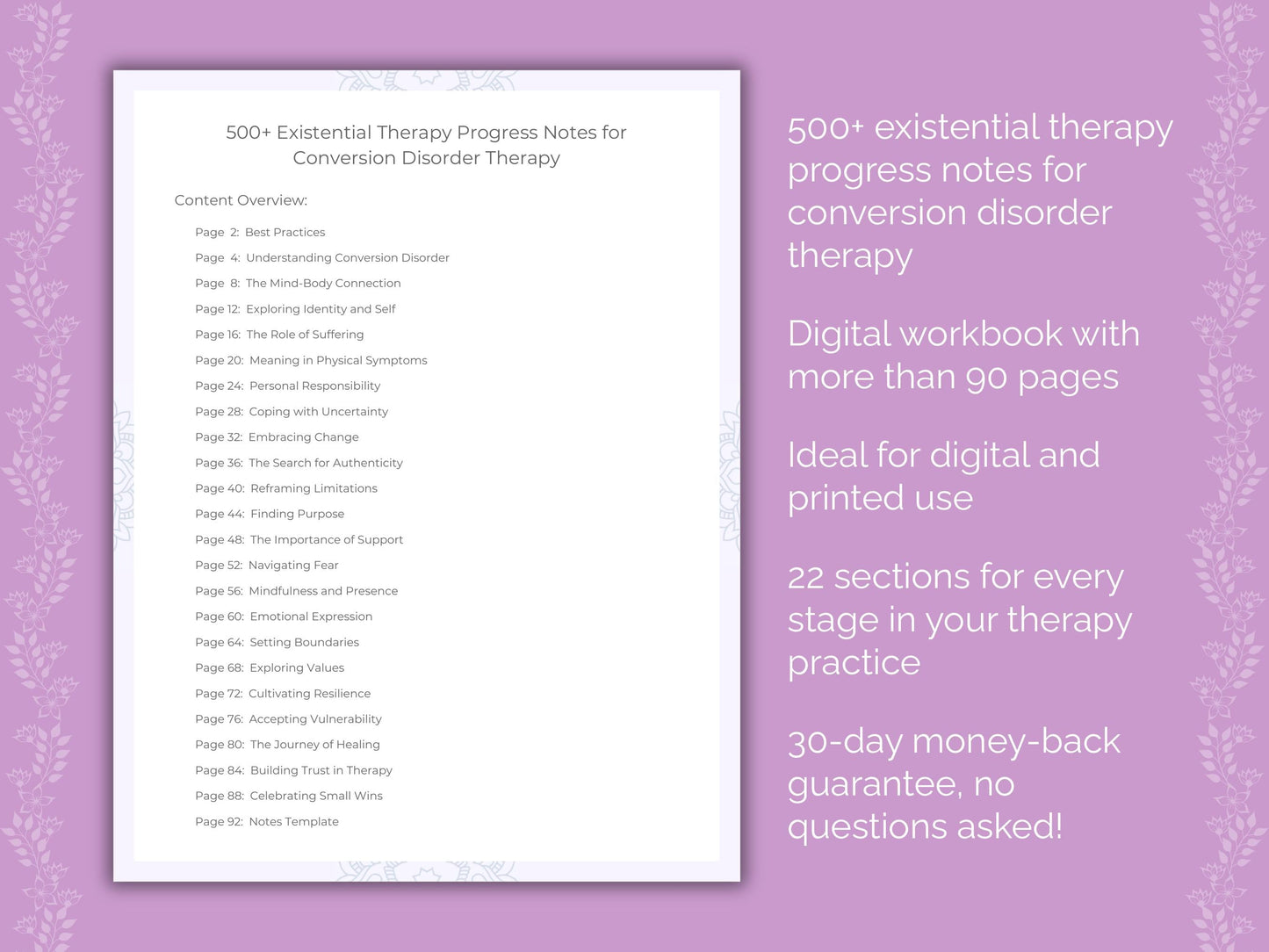 Conversion Disorder Existential Therapy Therapist Worksheets