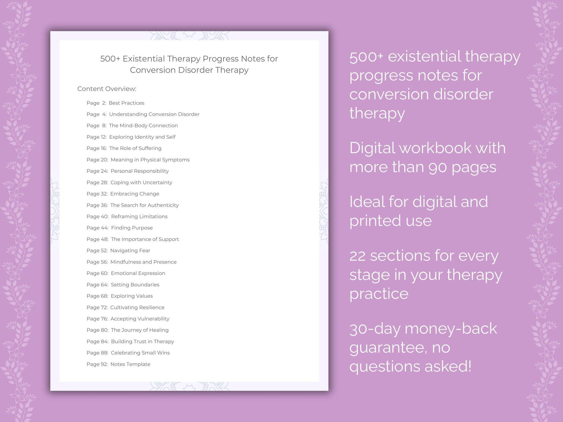 Conversion Disorder Existential Therapy Therapist Worksheets