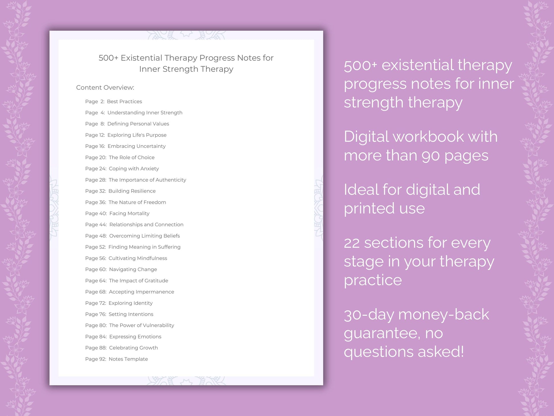 Inner Strength Existential Therapy Therapist Worksheets