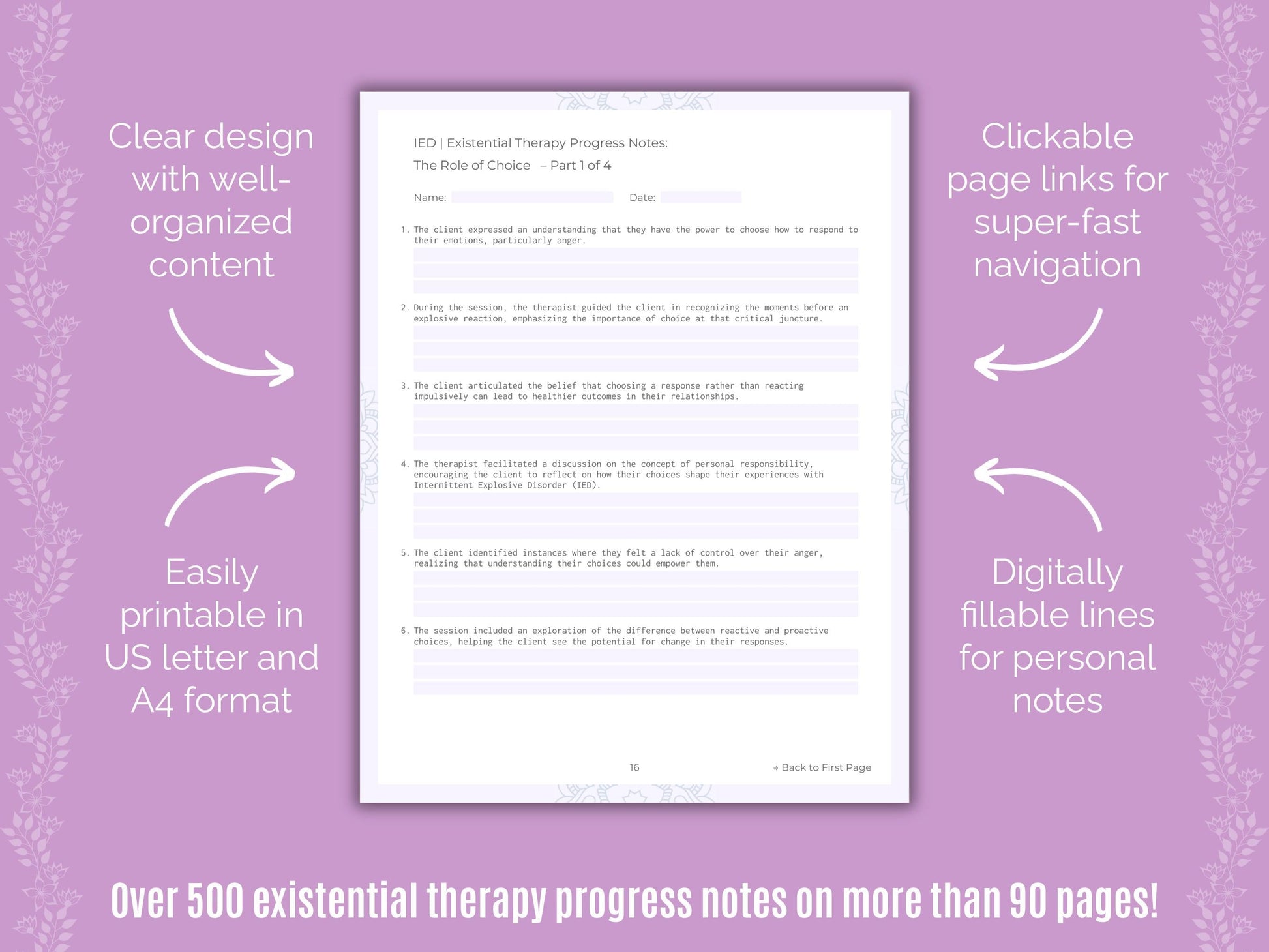 Intermittent Explosive Disorder (IED) Existential Therapy Counseling Templates