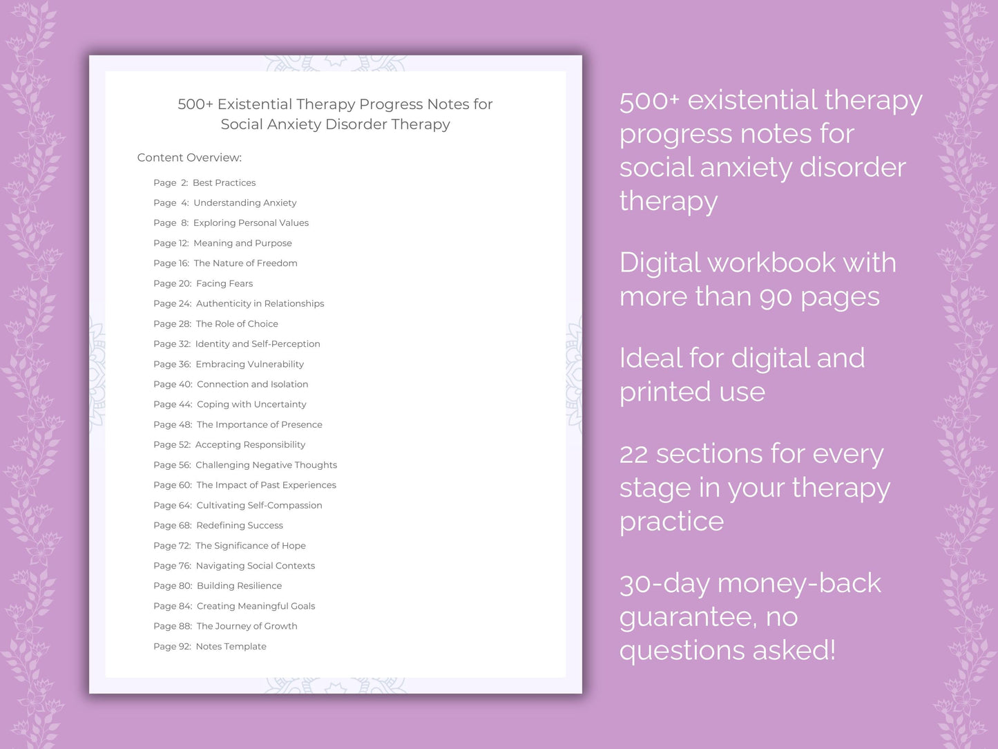 Social Anxiety Disorder Existential Therapy Therapist Worksheets