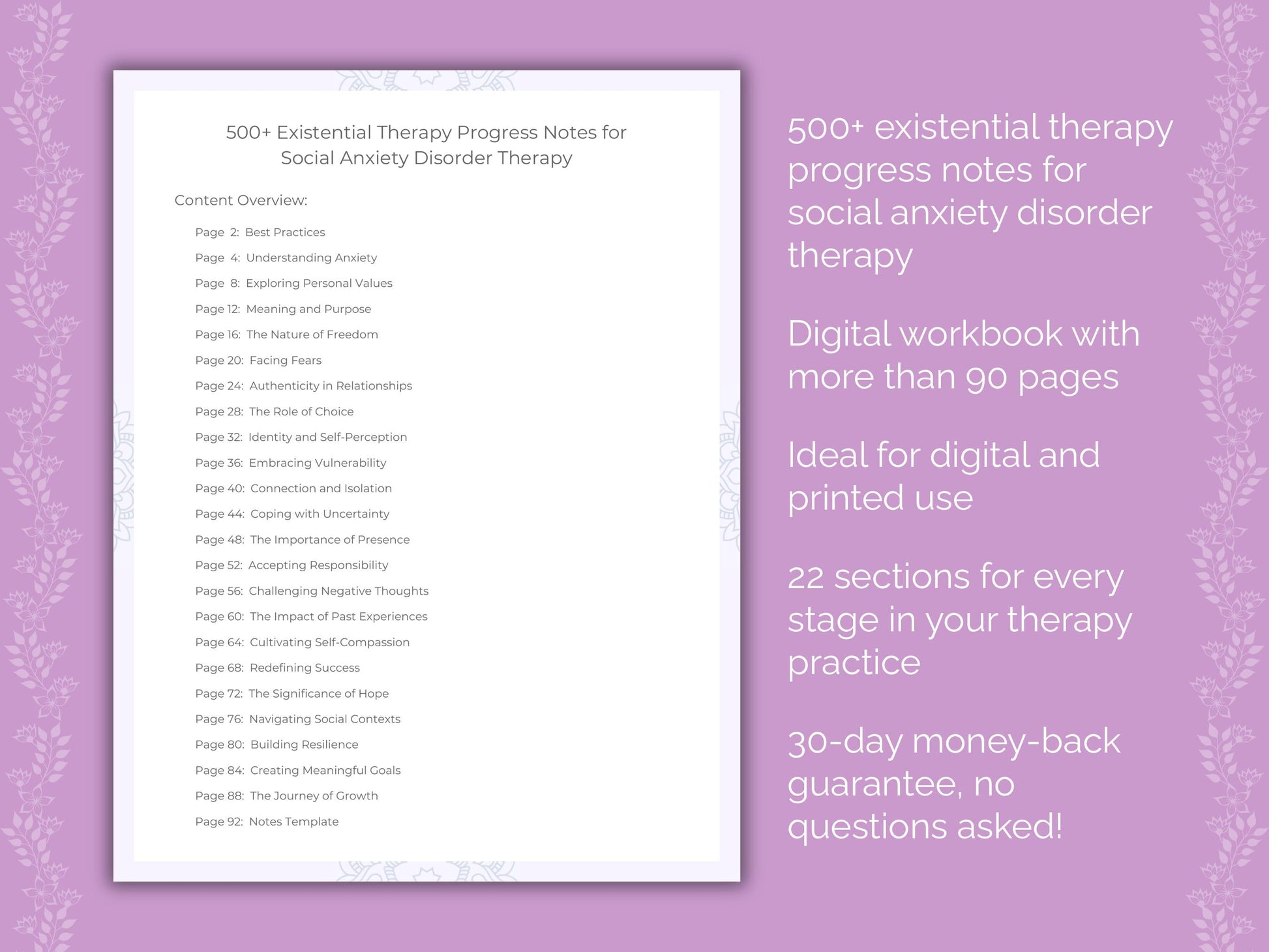 Social Anxiety Disorder Existential Therapy Therapist Worksheets