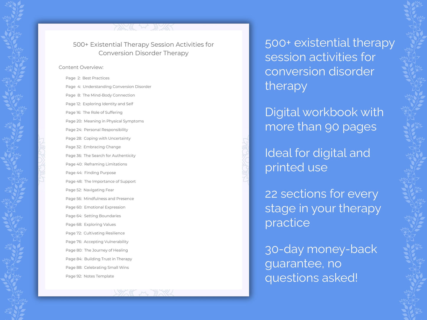 Conversion Disorder Existential Therapy Therapist Worksheets